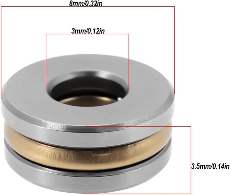 Briny River 10pcs F3-8M 11000rpm Thrust Ball Bearings 3x8x3.5mm Chrome Steel Suitable for Oven Turntable Jack Pump - Image 4